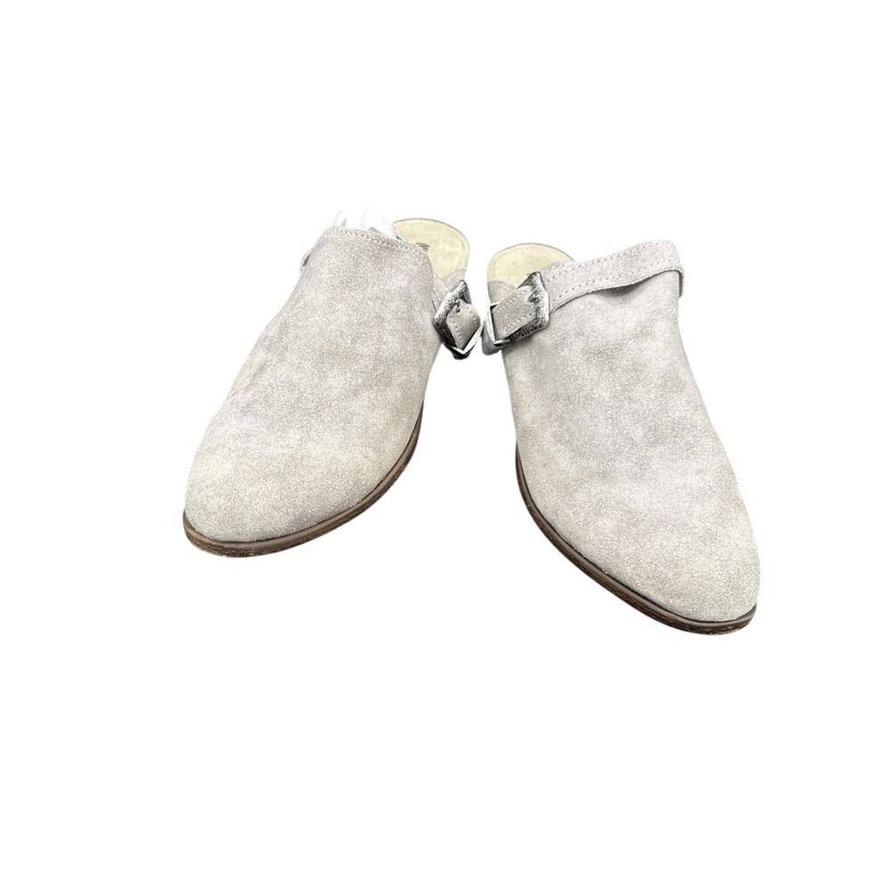 Minnetonka Clogs Mules Slip On Slides Sz 11 Distressed Gray Suede Buckle Tribal